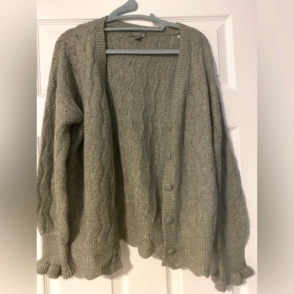 Cupcake clothing ltd soft green button sweater cardigan size